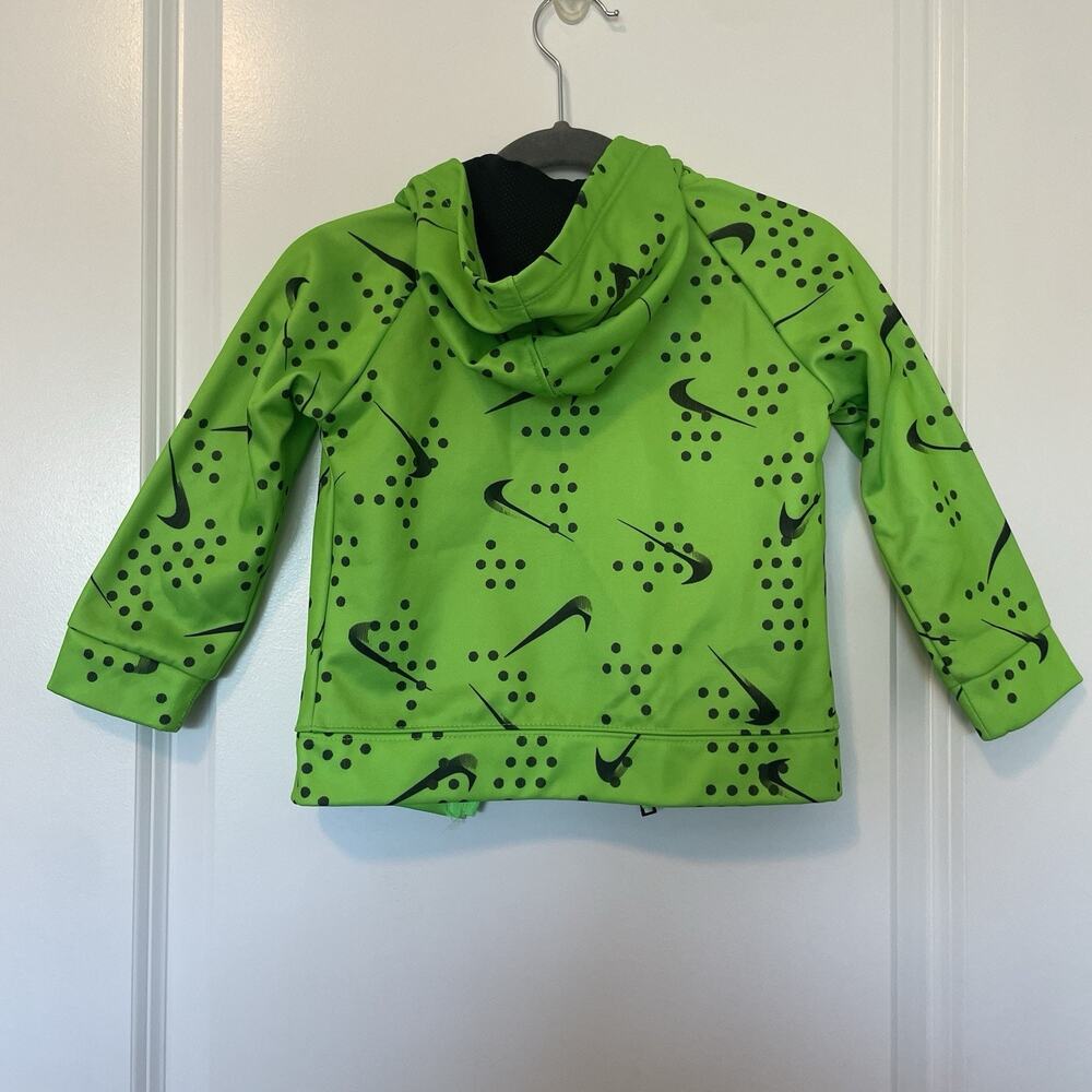Nike Therma All Over Print Zip Up Hoodie Jacket 24m 24 Months Green Black Sport - Picture 2 of 9